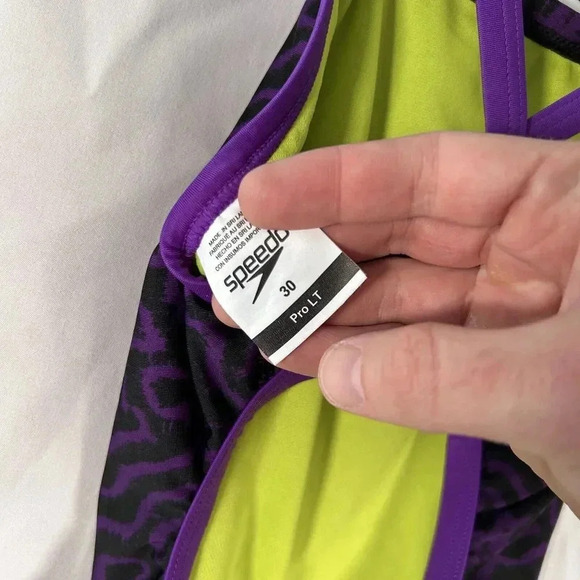 Speedo Swimsuit Women's 30 Purple Animal Print Pro LT Polyester 1 Piece - Picture 8 of 8